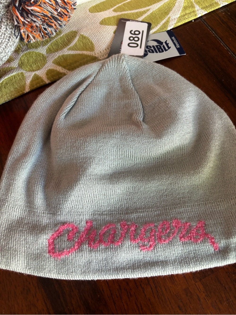 NFL Gray Beanie with Pink Chargers Script NWT